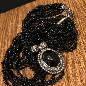 Beautiful Black seed bead/boho necklace